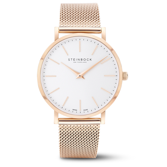 The IBEX | Rose Gold Weiss Edition mit Edelstahl Armband