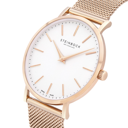 The IBEX | Rose Gold Weiss Edition mit Edelstahl Armband